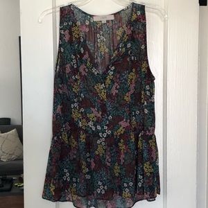 Sheer LOFT floral sleeveless top. Size M.